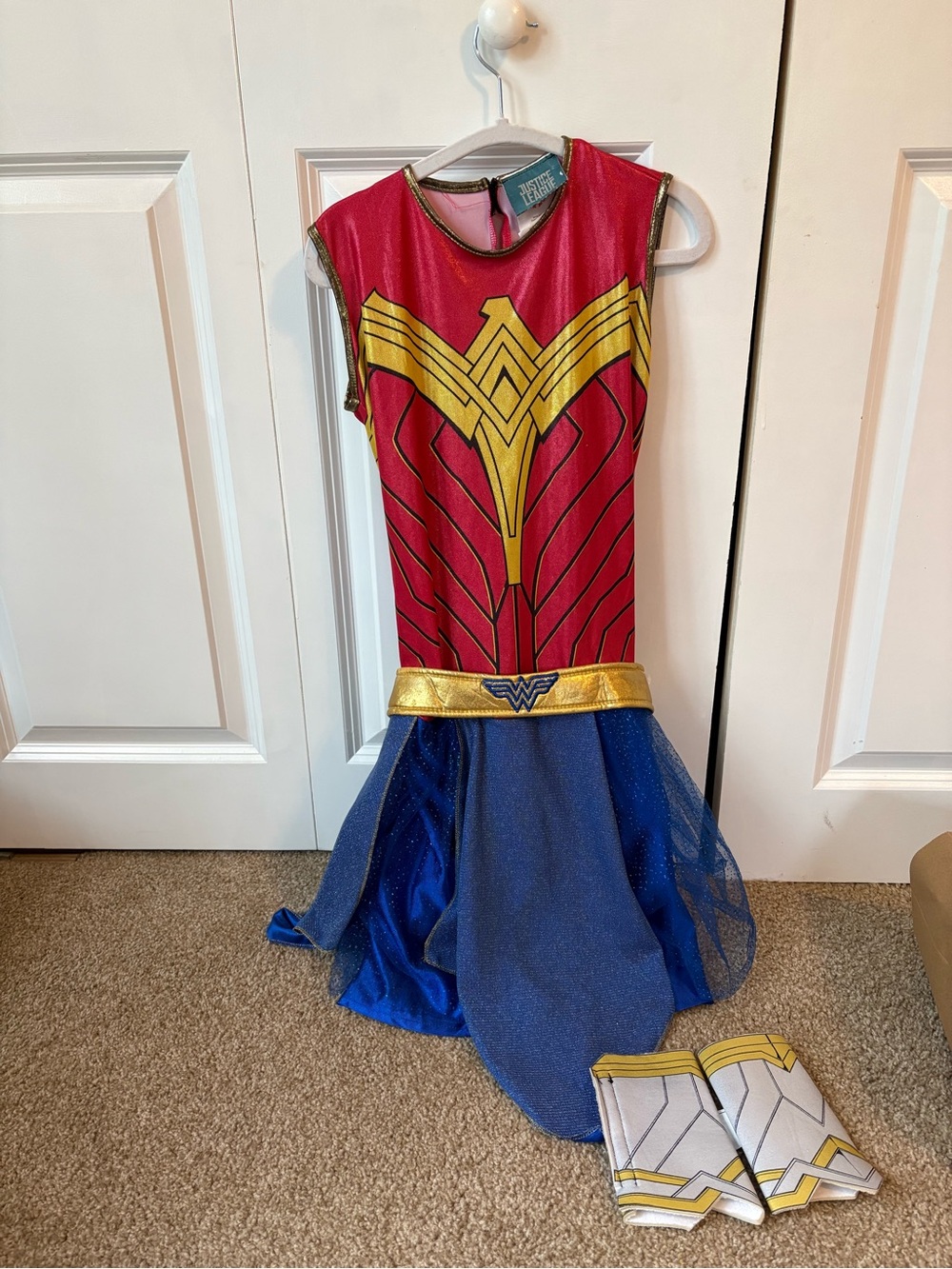 Justice Girls Superhero Dress in Red, Blue and Gold
